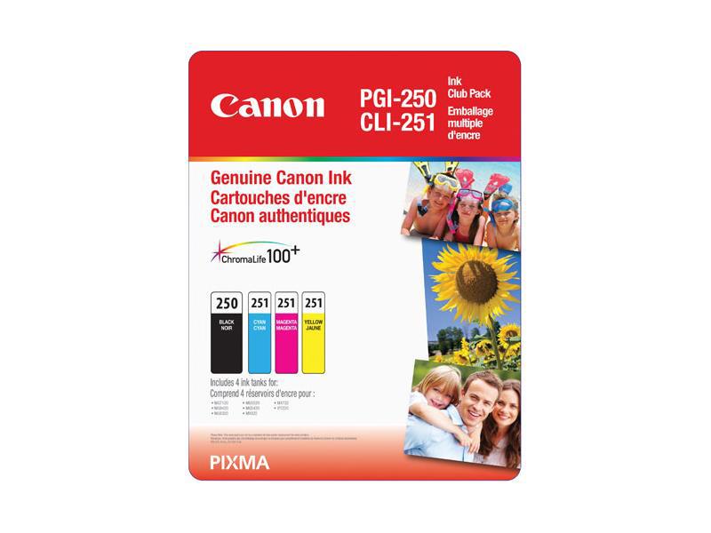 Canon Ink Pgi-250 Bk/cli-251 C,m,y Club Pack