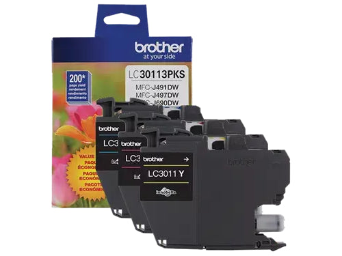 Brother LC3011 3 PACK BLACK INK CARTRIDGE