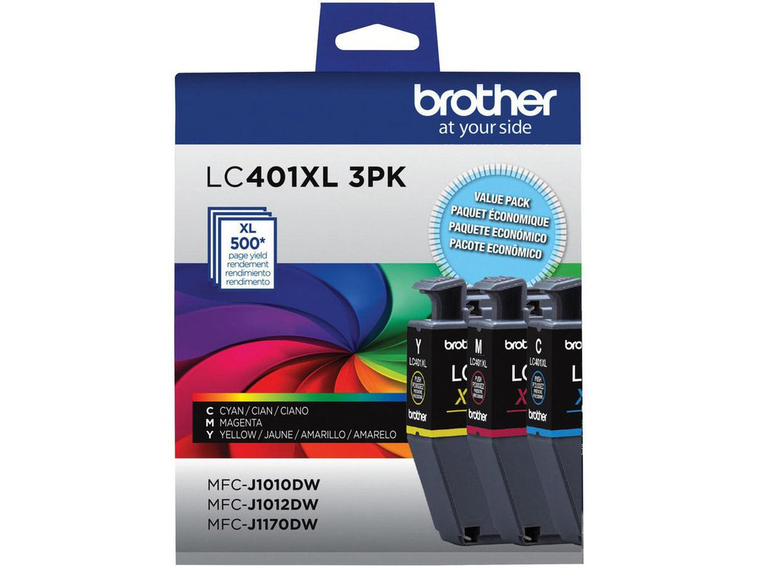 Brother 3-pack Colour Ink Cartridges - LC401XL 3PKS